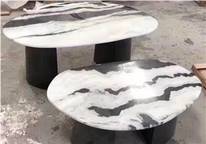 China Panda White Marble Polished Coffeetable Tops